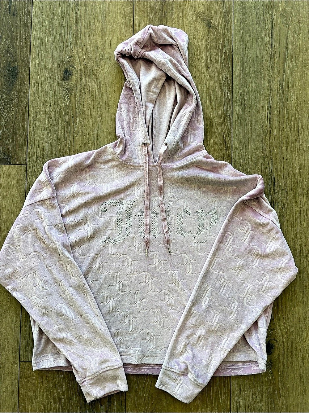 Juicy Couture Women's Rhinestone Logo Hoodie Pink Small